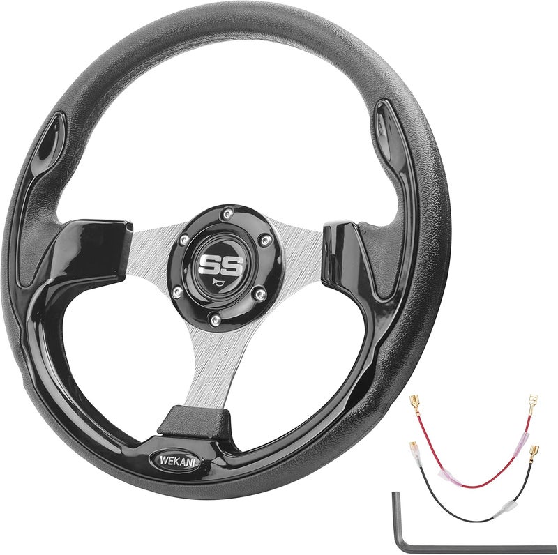 WEKANI Golf Cart Steering wheel for EZGO YAMAHA and Club Car Precedent Most Golf carts Black - Image 1